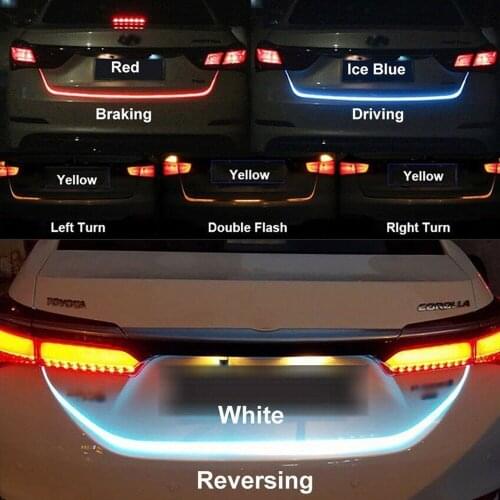 12V Car Led Light Rear Trunk Lamp Icb blue Dynamic Streamer Floating LED Strip lights with Brake Running Turn Signal Light