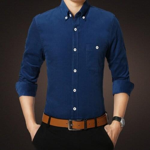 MRMT 2021 Brand Fashion Mens Long-sleeved Shirt Candy Color Corduroy Shirt for Male Long-sleeved Tops Shirt