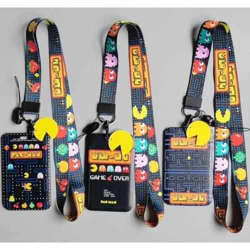 24pcs/lot MD1008 DMLSKY Cartoon Funny Game Lanyard Keychain key Badge ID Mobile Phone Rope Lanyard With Card Holder Cover