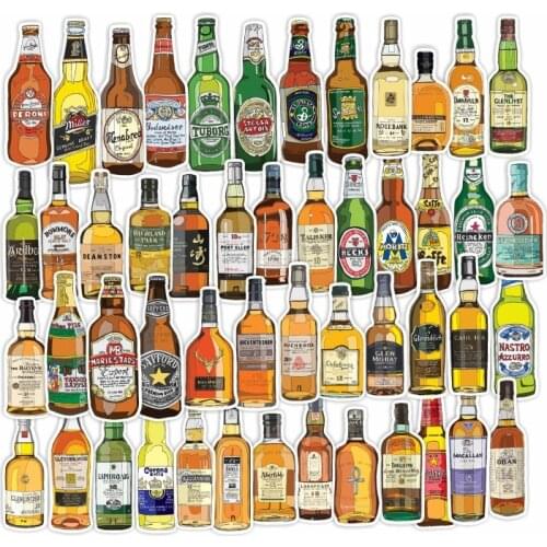 50pcs 2021 Vintage Bottle cartoon skateboard For Suitcase PVC Laptop Luggage Fridge Phone Car Styling DIY Decal stickers