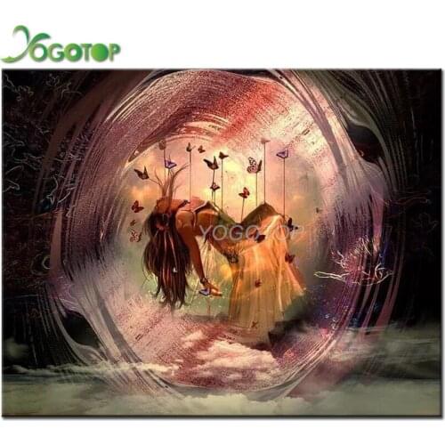 5D DIY Diamond Painting Fantasy beauty and butterfly 3D Square Round Diamond Embroidery Cross Stitch kits Mosaic pattern YY4513