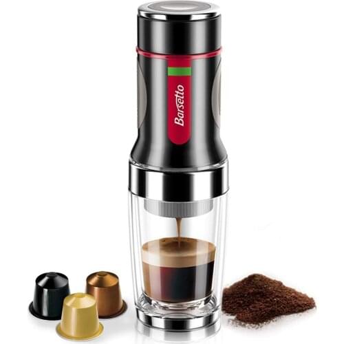 Barsetto Tripresso Portable Coffee Maker Espresso Machine Hand Press Capsule Ground Coffee Brewer Portable for Travel and Picnic