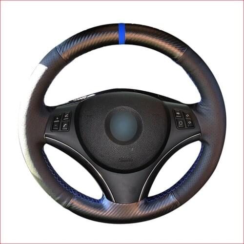 Black PU Carbon Fiber Steering Wheel Cover for BMW E90 E91 E92 E93 X1 E84 E87 E81 E82 E88
