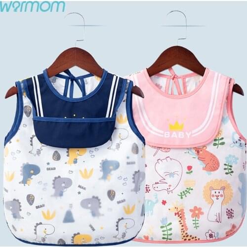 Warmom Sleeveless Baby Waterproof Smock Baby Polyester Taffeta Waterproof Sleeveless Dining Clothes Children Waterproof Bib