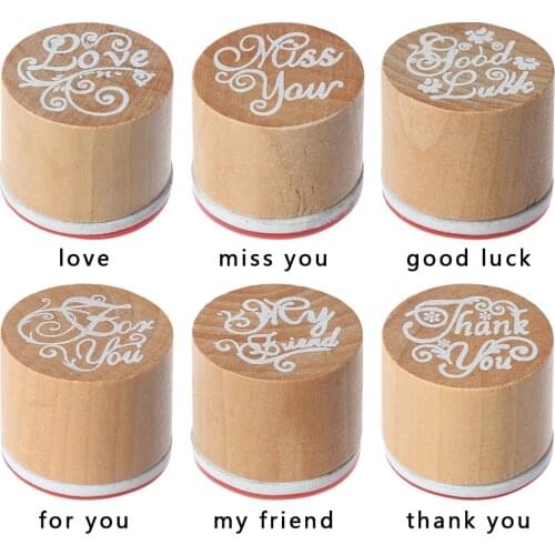 DIY Wood Rubber Retro Stamp Handmade Letter Stamp Scrapbook Cards Decor Words Thank You/For You Blessing Greeting Words