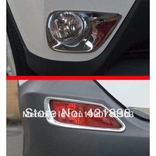 For Toyota RAV4 2013 2014 2015 ABS Chrome Front And Rear Fog Light Lamp Cover Trim 4 pcs
