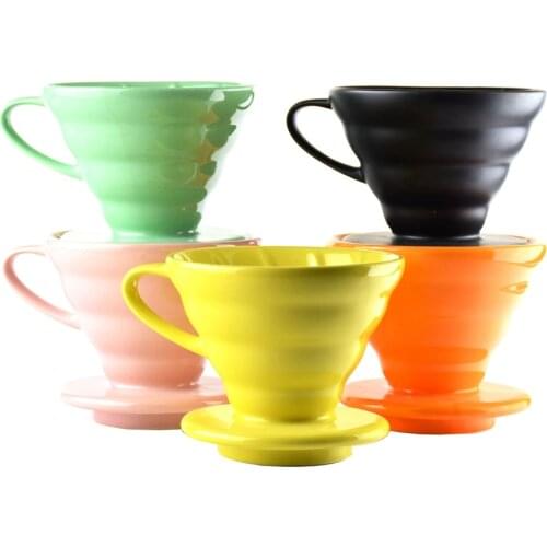 Ecocoffee Ceramic V60 Coffee Dripper Household Barista Brewer Percolator 1-4 cups Counted Serving Filter Cup