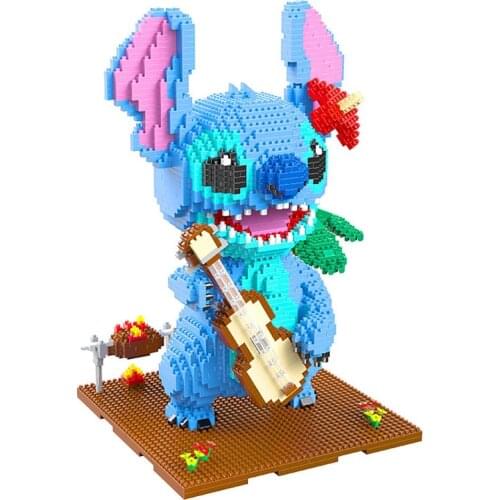 Disney Kawaii Stitch Action Figures Building Blocks Cartoon Animal Image Reading Style Building Practical Skills Brain Game Gift