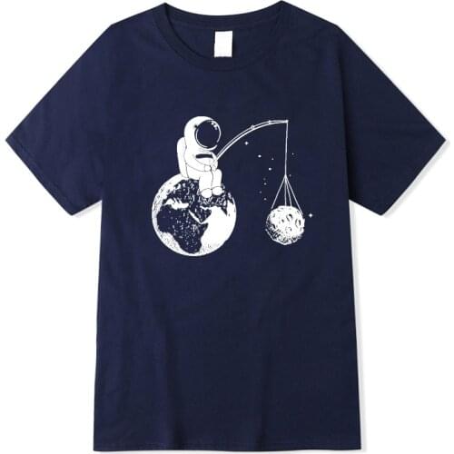 Oversized casual short sleeve Funny design astronaut printing men T shirt o-neck knitted comfortable fabric street men t-shirt