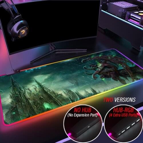 World of Warcraft RGB Gaming Mouse Pad WOW Gamer Computer Mousepad Backlit Mause Large Desk Keyboard LED Mice Mat Support DIY