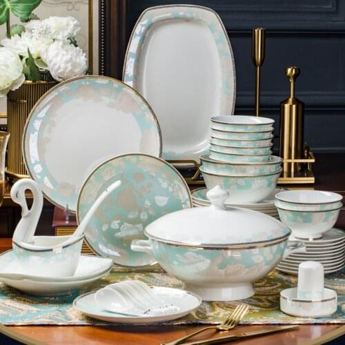 60 Heads Jingdezhen ceramics Dinner Dish Rice Salad Noodles Bowl home dish soup bowl taste dish rice bowl Pot Dinnerware Sets