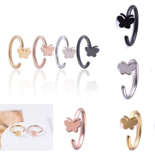 1Pc Goth Butterfly Copper Wire Spiral Fake Piercing Nose Ring Punk Gold Color Clip Nose Ring Ear Clip Cuff Body Jewelry