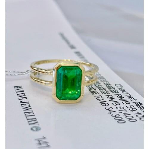 LR718 Emerald Ring 2.0ct Pure 18K Gold Jewelry Vivid Green Emerald Gemstone Diamond Female Rings for women Fine Ring