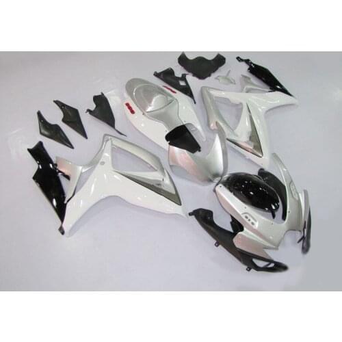 Injection mold Fairing kit for GSXR600 750 K6 06 07 GSXR 600 GSXR750 GSX-R600 750 2006 2007 White silver Fairings set
