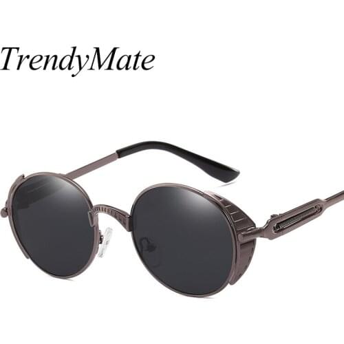 Round Steampunk Sunglasses Women Vintage Men Luxury Brand Punk Sunglasses Gold Eyewear Men Retro Sun Glasses Lunette 1281T
