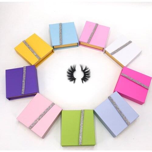 Square Lash Cases For 8mm-30mm Full Strip Mink Eyelashes Customized package magnetic lash boxes