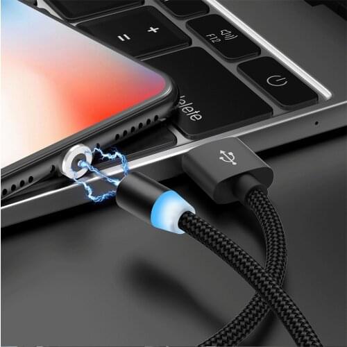 1M 2M 2.4A Magnetic USB Cable Micro USB Type C LED Lighting Cable Magnet USB Tape C Cord for Samsung Xiaomi Charger Cable Honor