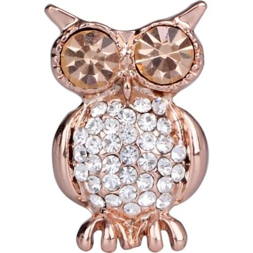 Copper alloy electroplating Rose Gold Owl Brooch jewelry