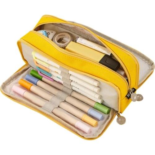 Multi-Function Pencil Case Organizer Large Capacity Stationery Pen Pouch Gifts for Junior Primary Student Green/Yellow