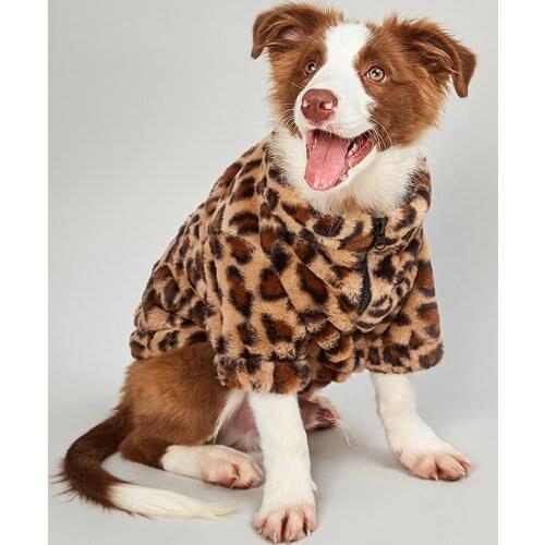 Fashion Dog Clothes Leopard Pets Dogs Clothing Medium Large Dog Coat Jacket Ropa Perro Warm Soft Puppy Pet Clothes Apparel Pug