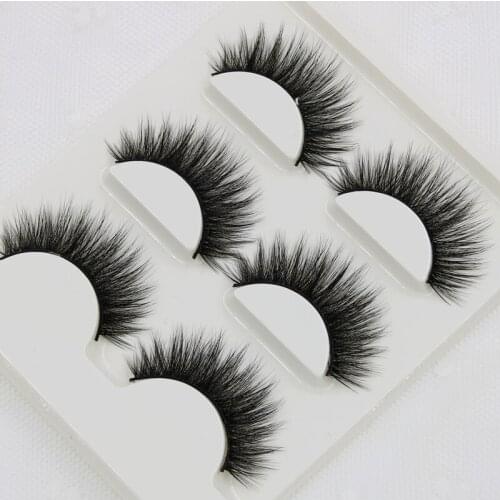 3 pairs Soft Handmade False Eyelashes 3D Three-dimensional Fiber Natural Long Eyelashes Fashion Makeup Cross Fake Eyelashes 08