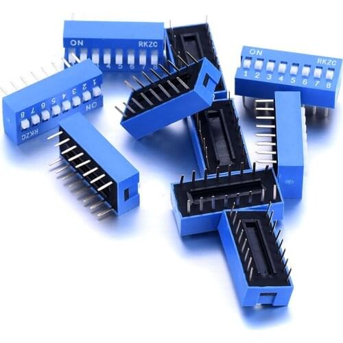 New 10pcs 2.54mm 2x8pins Blue DIP Switch DC 24V 50mA Used in the Modulation of the CPU Wireless Communication Broadcast and TV