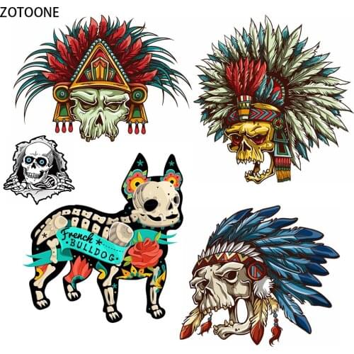 ZOTOONE Punk Skull Iron on Transfer Patches DIY Appliques Witchcraft Stickers on Clothes Vintage Application Thermo Stickers E