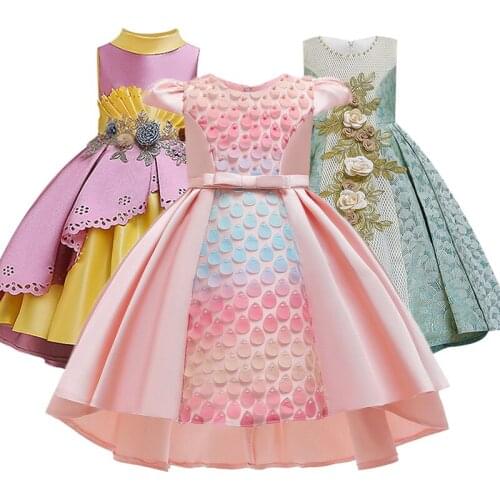 Girl Flower Girl Wedding Party Bridesmaids Banquet Tail Dress Girl Birthday Party Dance Performance Dinner Tail Dress