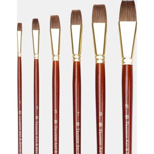 Professional Flat Weasel Hair Painting Brush Pen Artist Watercolor Paint Brush For Acrylic Oil Painting Drawing Art Supplies