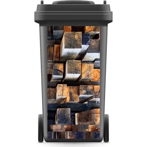DIY Creative 3D Wooden Pile Rubbish Bin Sticker Wallpaper mural Wall Print Decal Removable Photo self adhesive Gift