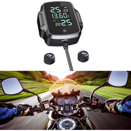 Real-time Motorcycle Electronic TPMS Tire Pressure Monitoring System Gauge LCD Display with QC 3.0 USB Charger