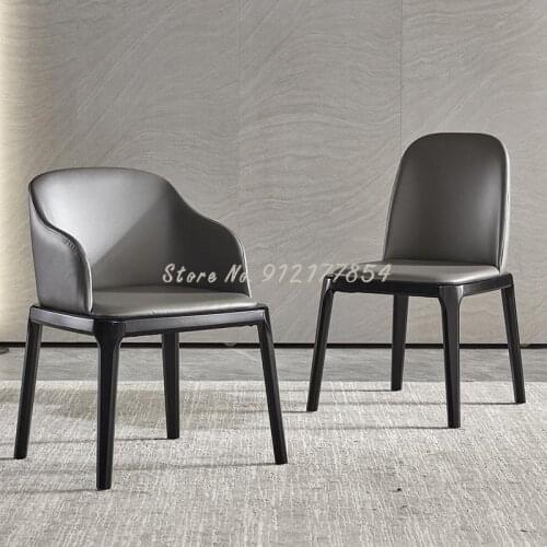 Nordic household solid wood dining chair hotel coffee shop restaurant backrest leisure chair light luxury small apartment leathe