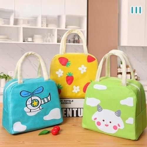 Cartoon Animal airplane Strawberry Lunch Bag Tote Thermal Food Bag Women Kids Lunchbox Picnic Supplies Insulated Cooler Bags