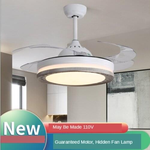 LED Ceiling Fan Classic Invisible Ceiling Fans Light Bedroom Restaurant Modern Minimalist Retractable Ceiling Fans with Lights