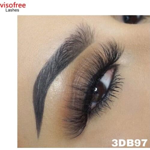 Visofree 25mm False Eyelashes Thick Long 25mm 3D Mink Lashes 3D Curly Soft Fluffy Fake Lashes Makeup Dramatic Mink Eyelashes B97
