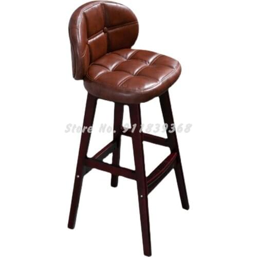 High Stool Family Chair Bar Stool Solid Wood Bar Chair Light Luxury Bar Table Chair Modern Simple High Stool Bar Chair