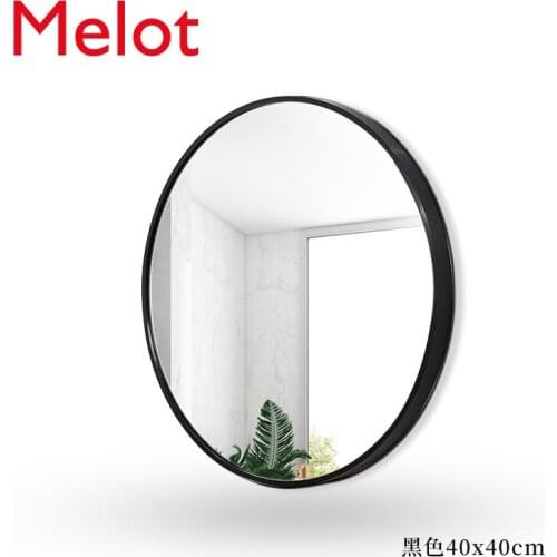 Aluminum Alloy Bathroom Mirror Bathroom Cosmetic Mirror Wall Hanging Mirror Toilet Mirror Nordic Style round Mirror