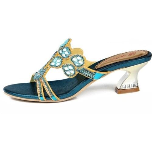 Ladies Brand Peacock High Heel Sandals New Rhinestone Sandals High Heels Open Toe Luxury Diamond High Heels Ladies Evening Shoes