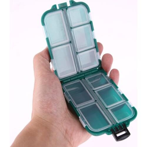 10 Pot Lure Hook Rig Bait Storage Case Plastic Fishing Tackle Box Square Fish Hook Lures Storage Case Mini Carp Fishing peche