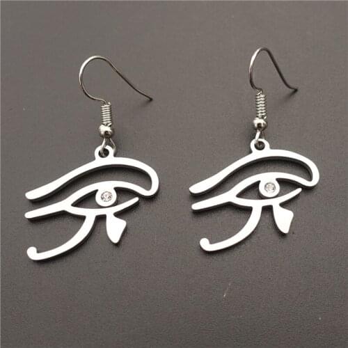 Stainless Steel Earrings The eye of the Egyptian Horus Gods Of Egypt Crystal Eye Rhinestone Earring Jewelry 12 Pairs Wholesale