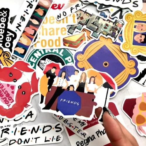 34pcs Friends Stickers for Laptop Water Bottle Luggage Snowboard Bicycle Skateboard Decal sticker Aesthetic TV Show Fans