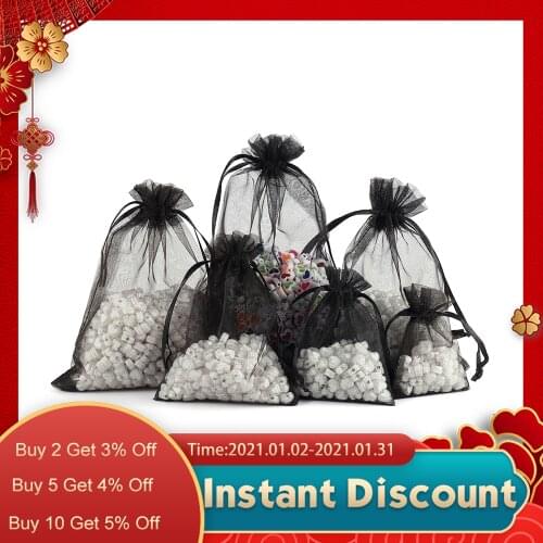 50pcs 7x9 9x12 10x15 13x18CM Drawstring Organza Bags Jewelry Packaging Bags Wedding Party Gift Bag Jewelry Pouch 24 Colors