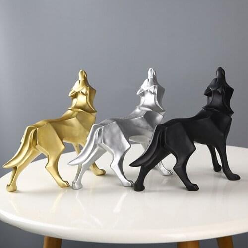 Abstract Totem Wolf Dog Ornaments Statue Geometric Resin Furnishing Home Decoration Accessories Modern Ornament Gifts Crafts