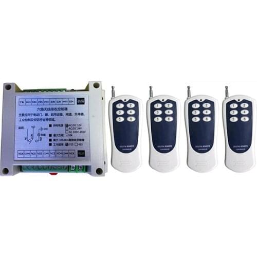 AC220V 6CH 10A RF Wireless Remote Control Switch System Transmitter+Receiver,315/433 MHZ /lamp/ window/Garage Doors