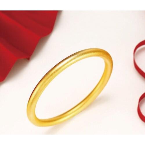 Mother Matte Finish Gold Bangles (6 mm) and Bracelets for Women Pure Gold Color 60/62mm Fashion Jewelry