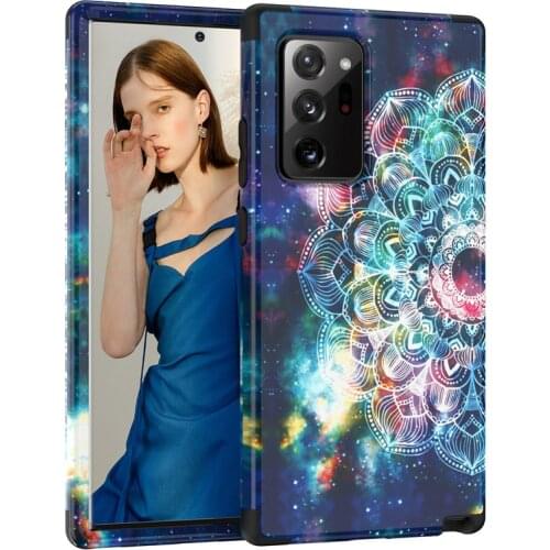 Samsung note20Ultra s9 s10 note10 Plus note8 note9 360 Front&Back Hybrid Armor Shockproof Phone Case Mandala Flower Matte TPU+PC
