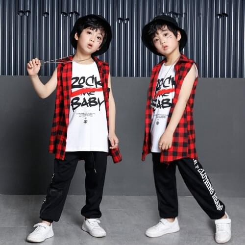 Childrens Street Dance Costume Boy Hip-hop Dance Wear Kids Jazz Dance Clothing for Performance Korean Style Dance Outfit 90