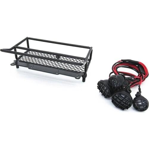 For WPL D12 1/10 RC Car Drift Metal Carrier Roof Rack with LED Light
