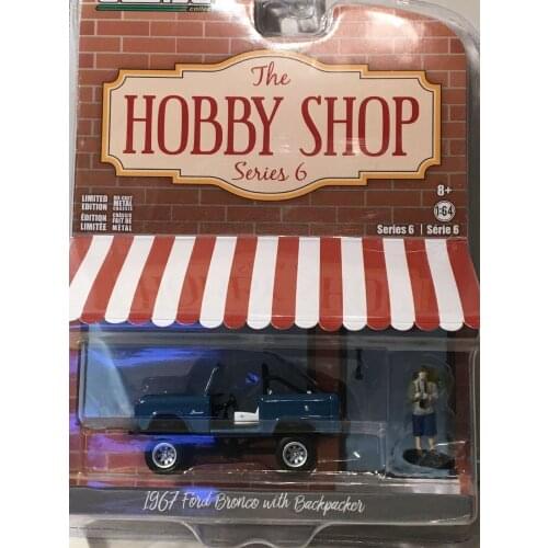 GreenLight 1:64 1967 Ford Bronco w/ Backpacker Figure Alloy model car Metal toys for childen kids diecast gift