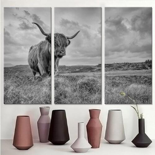 Highland Cow Scotland Wall Art Prints Canvas Paintings Animals Room Decor Wall Pictures and Posters for Bedroom Home Decoration